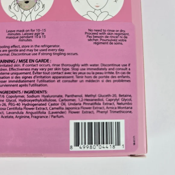The Crème Shop, Animated Pink Sloth Face Mask, Set of 3, - Renewing Rose - Picture 8 of 8